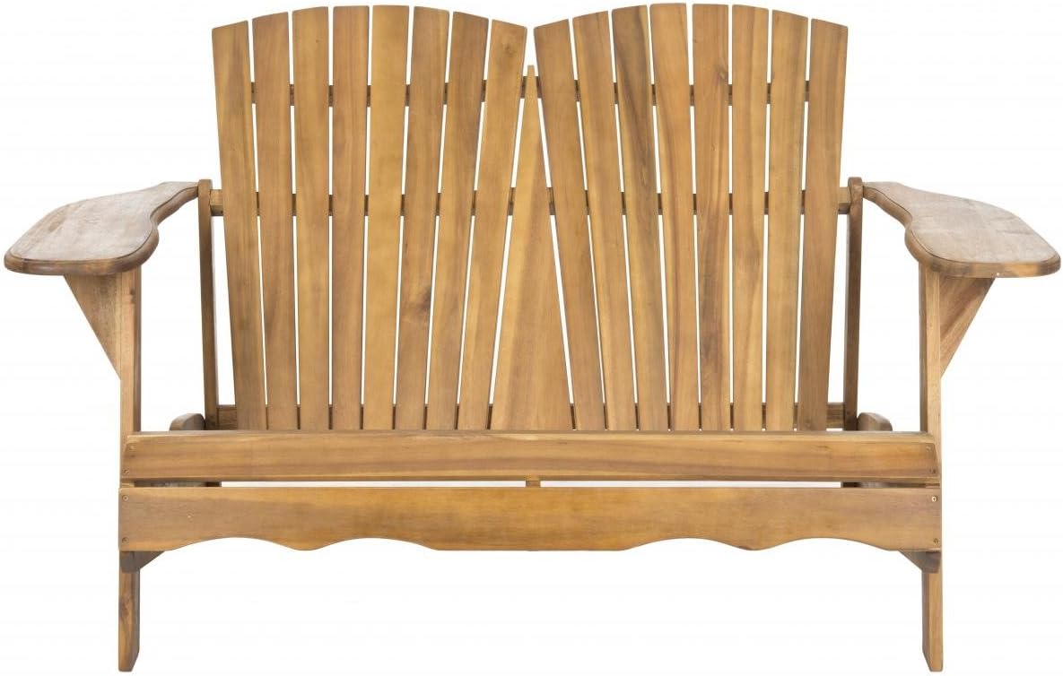 Safavieh Patio Collection Hampton Adirondack Acacia Wood Bench, Natural