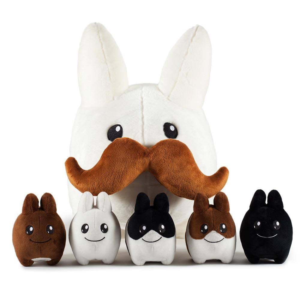 Kidrobot Labbit Happy Stache (with 5 Removable Baby Littons) 24in Interactive Plush
