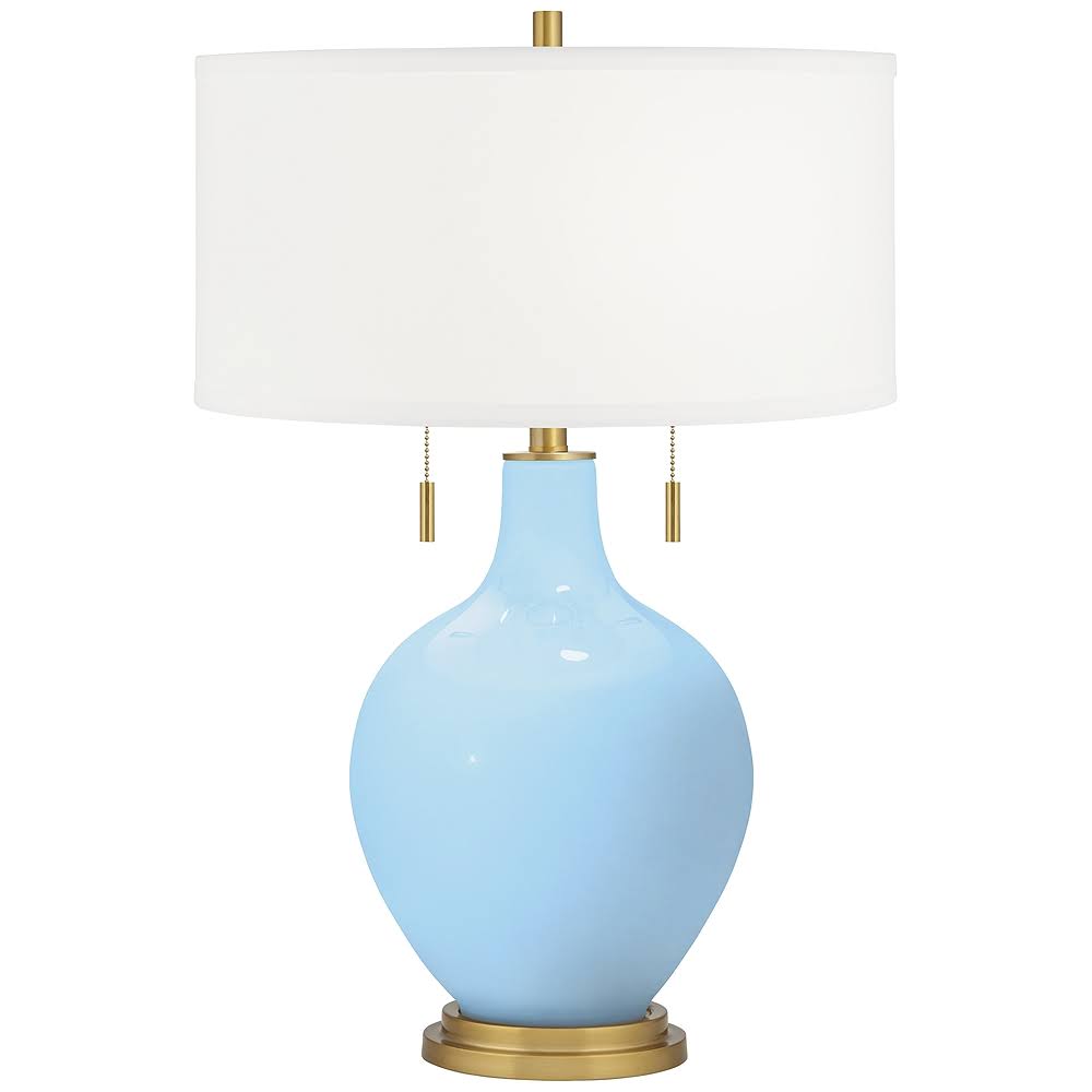 Color + Plus Wild Blue Yonder Toby Brass Accents Table Lamp