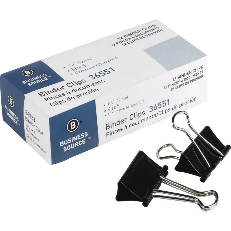 Business Source BSN36551CT Fold-back Binder Clips Black