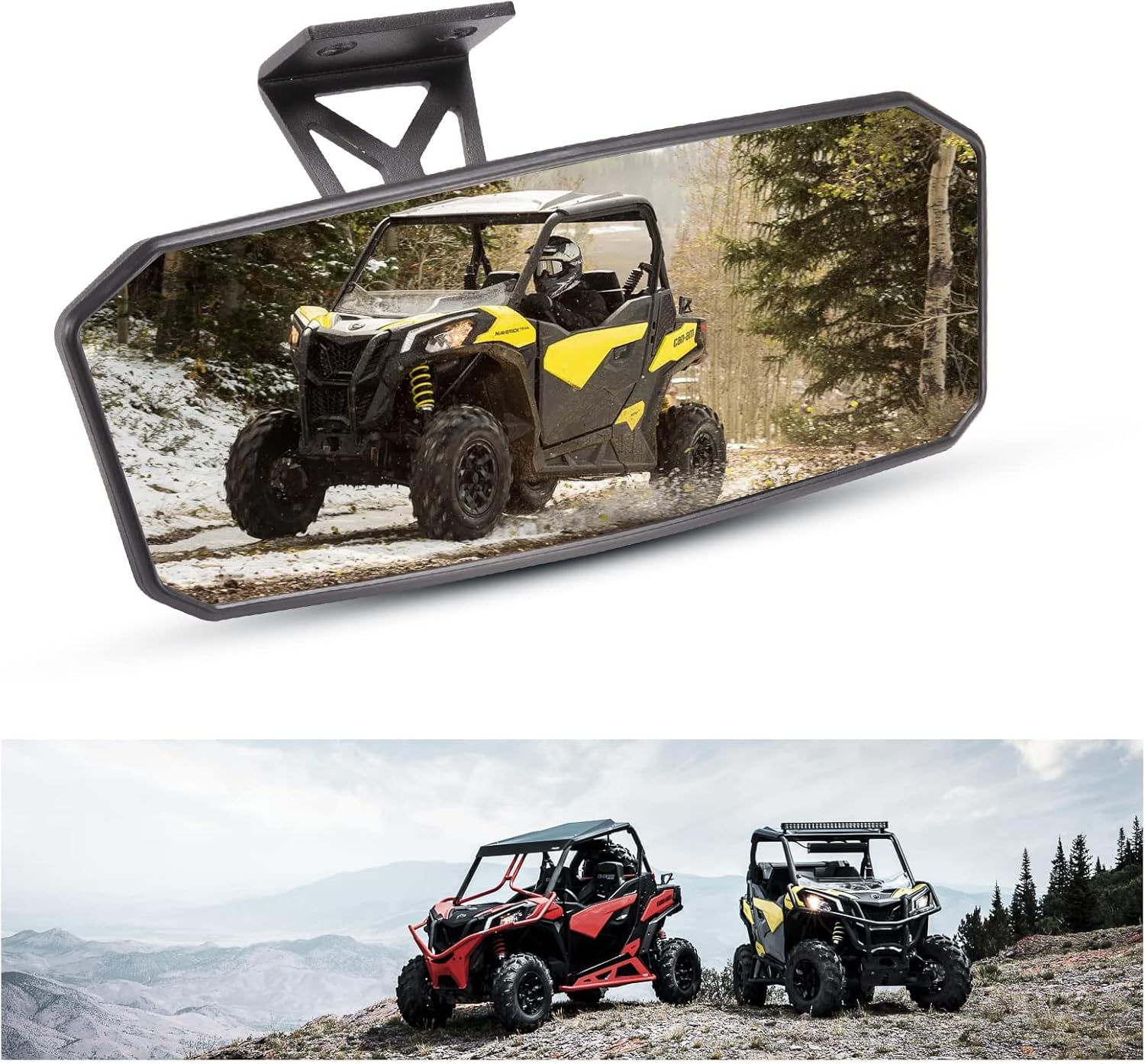 KIWI MASTER Rear View Center Mirrors Compatible for 2018-2022 Can-Am Maverick Sport / Trail, 2021-2022 Can-Am Commander Accessories Rearview Racing Convex Mirror