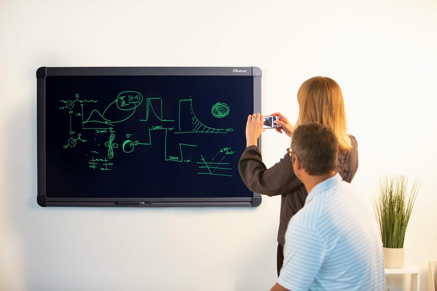 Boogie Board Blackboard 55&rdquo; Large Conference Room Whiteboard Alternative with Instant Erase - Black