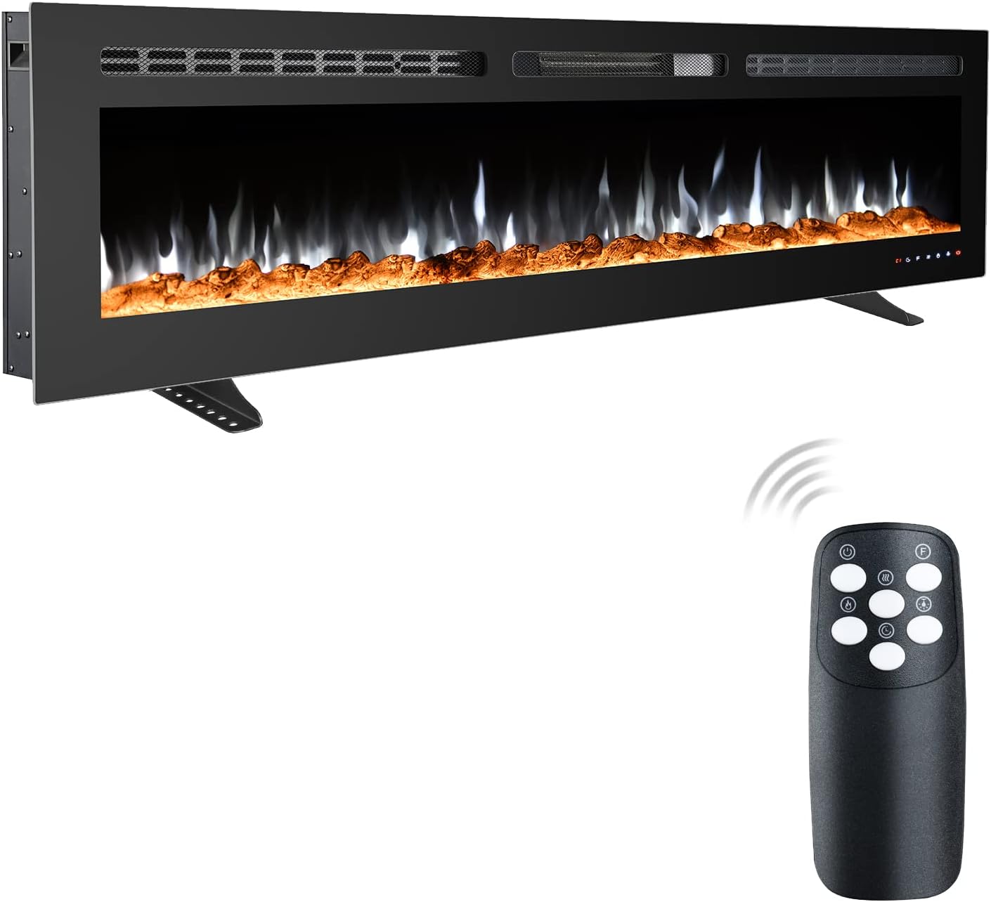 60 Inch Electric Fireplace Inserts, Wall Mounted Fireplace, Recessed Electric Fireplace, Led Fireplace, Linear Fireplace, 750/1500W