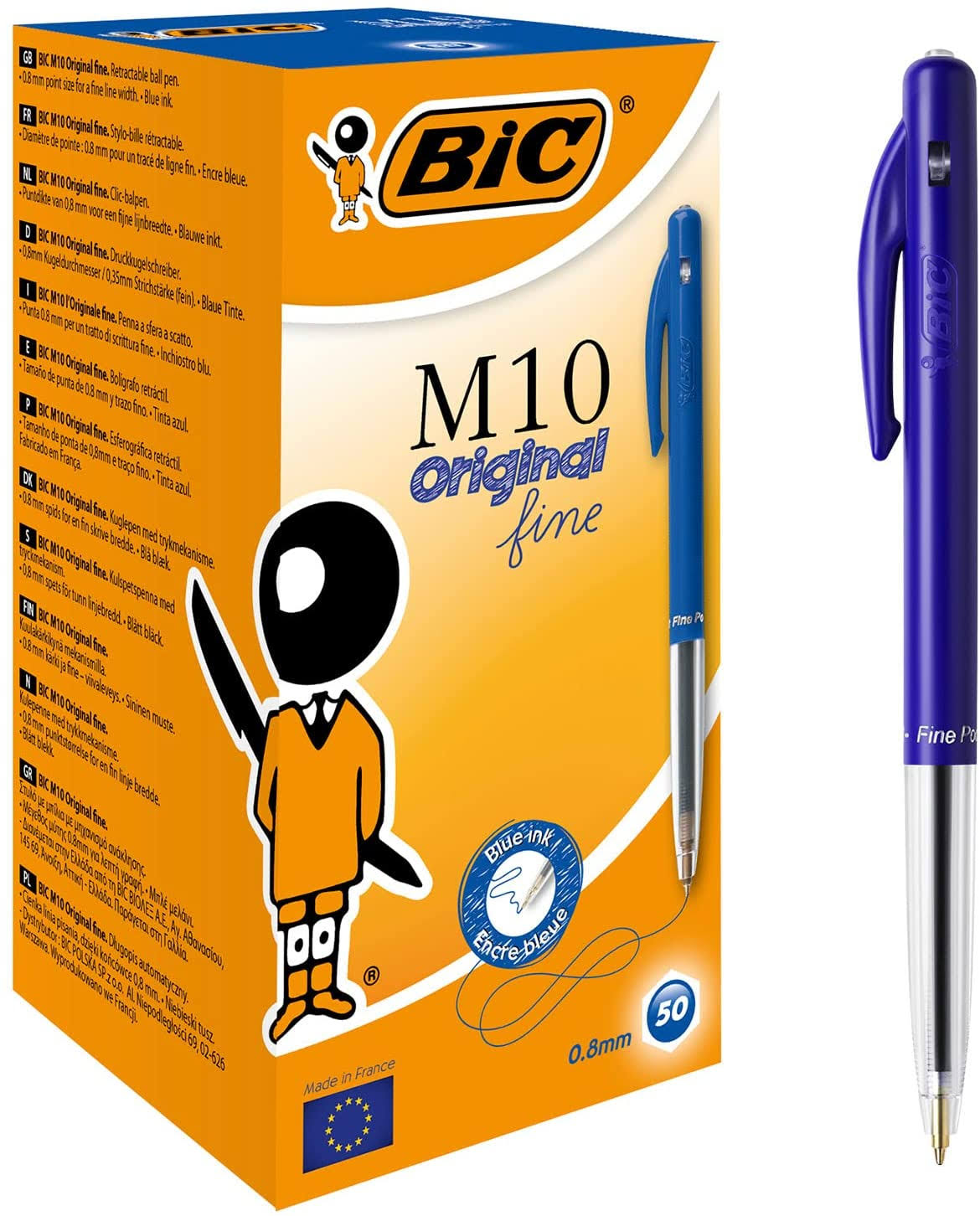 Bic M10 Original Retractable Ballpoint Pen, Blue (Pack of 50)