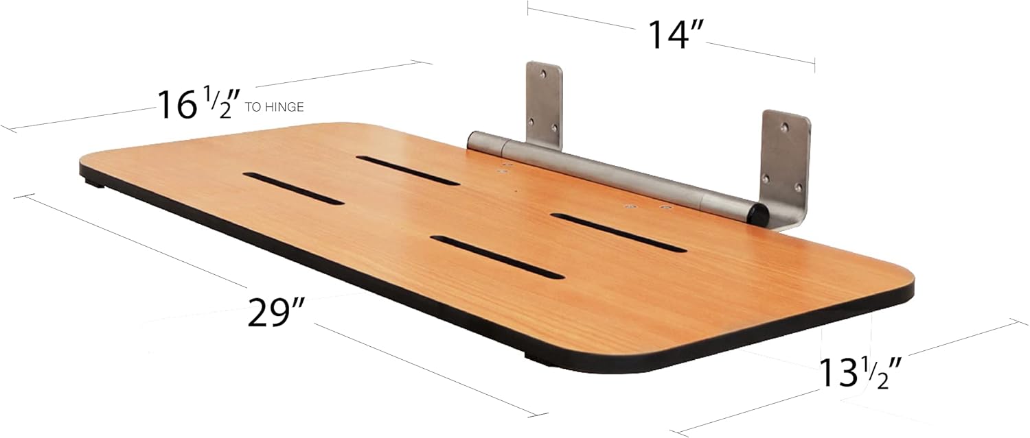 Seachrome Rear-Mounted Folding Tub Seat, 29-Inch x 16.5-Inch, Solid Teak Phenolic Top