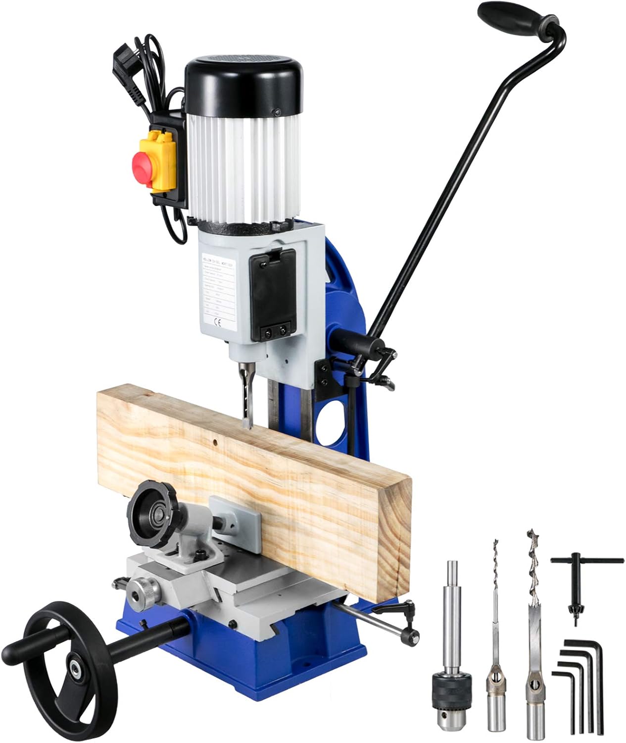 VEVOR Woodworking Mortise Machine, 1/2 HP 1700RPM Powermatic Mortiser, With Movable Work Bench Benchtop Mortising Machine, For Making Round Holes Square Holes Or Special Square Holes In Wood