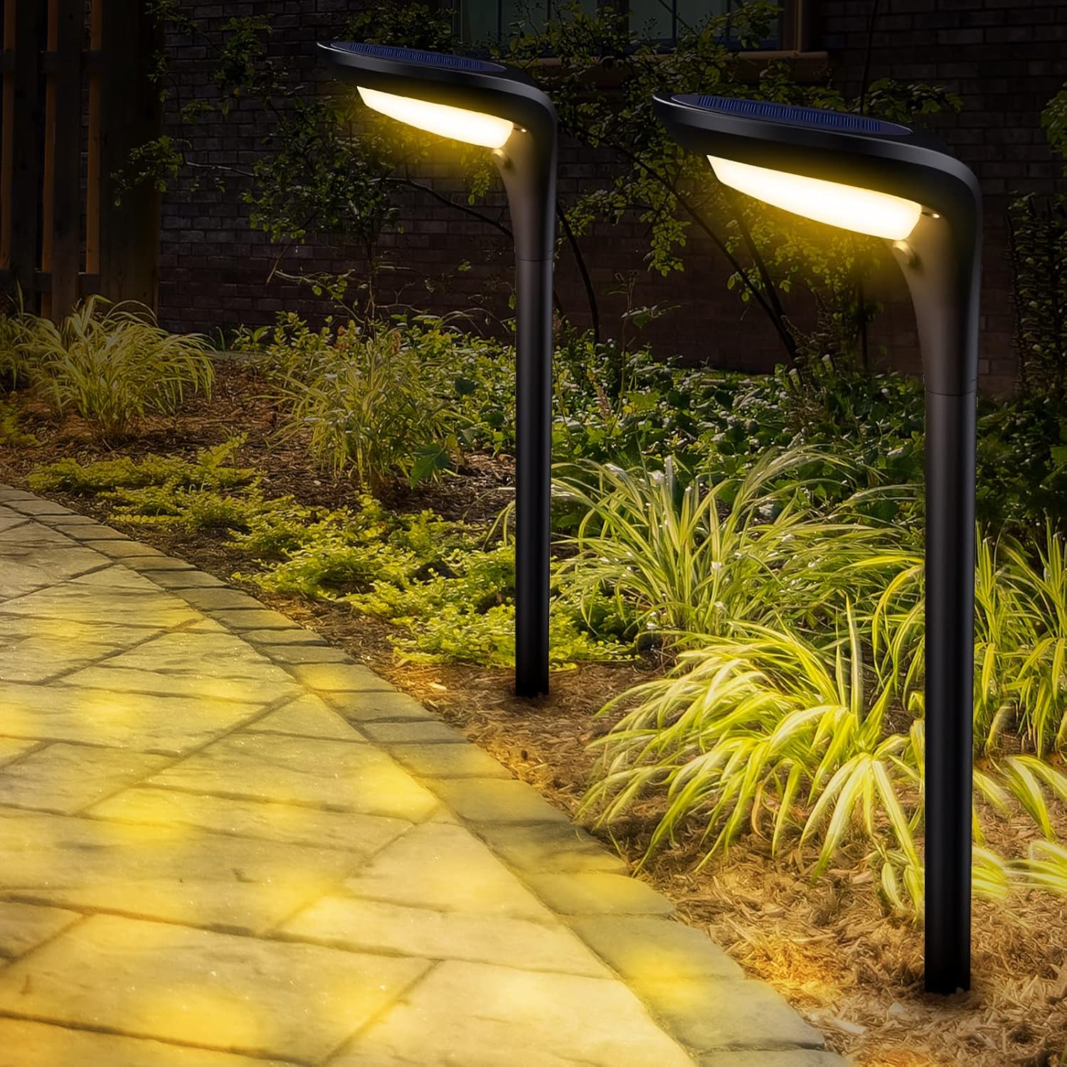 JSOT Bright Solar Outdoor Lights,4 Pack Solar Pathway Lights Waterproof Landscape Lighting Path Light for Garden Decor Walkway Yard Driveway Holiday Decorative Lamp