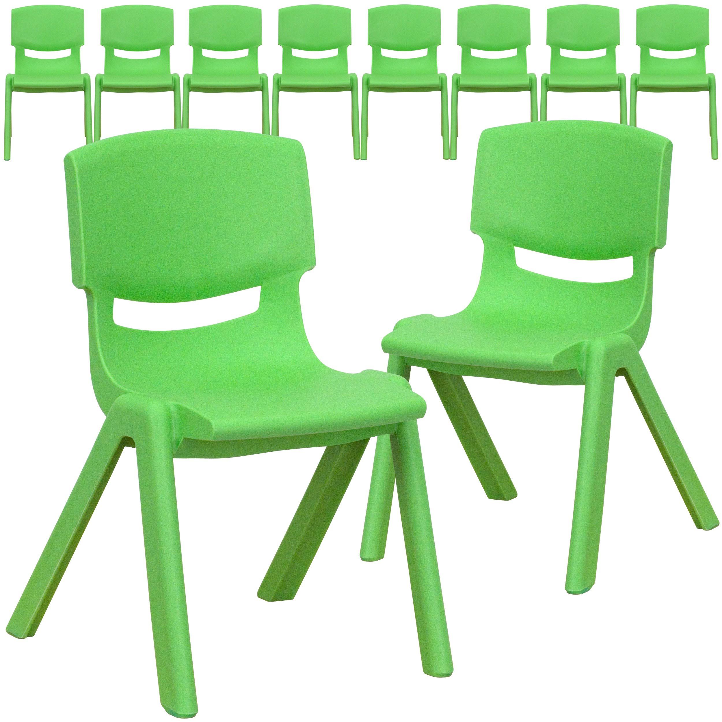 Flash Furniture 10 Pk. Green Plastic Stackable School Chair with 12'' Seat Height