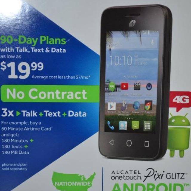 Tracfone Alcatel OneTouch Pixi Glitz Factory Sealed (Black)