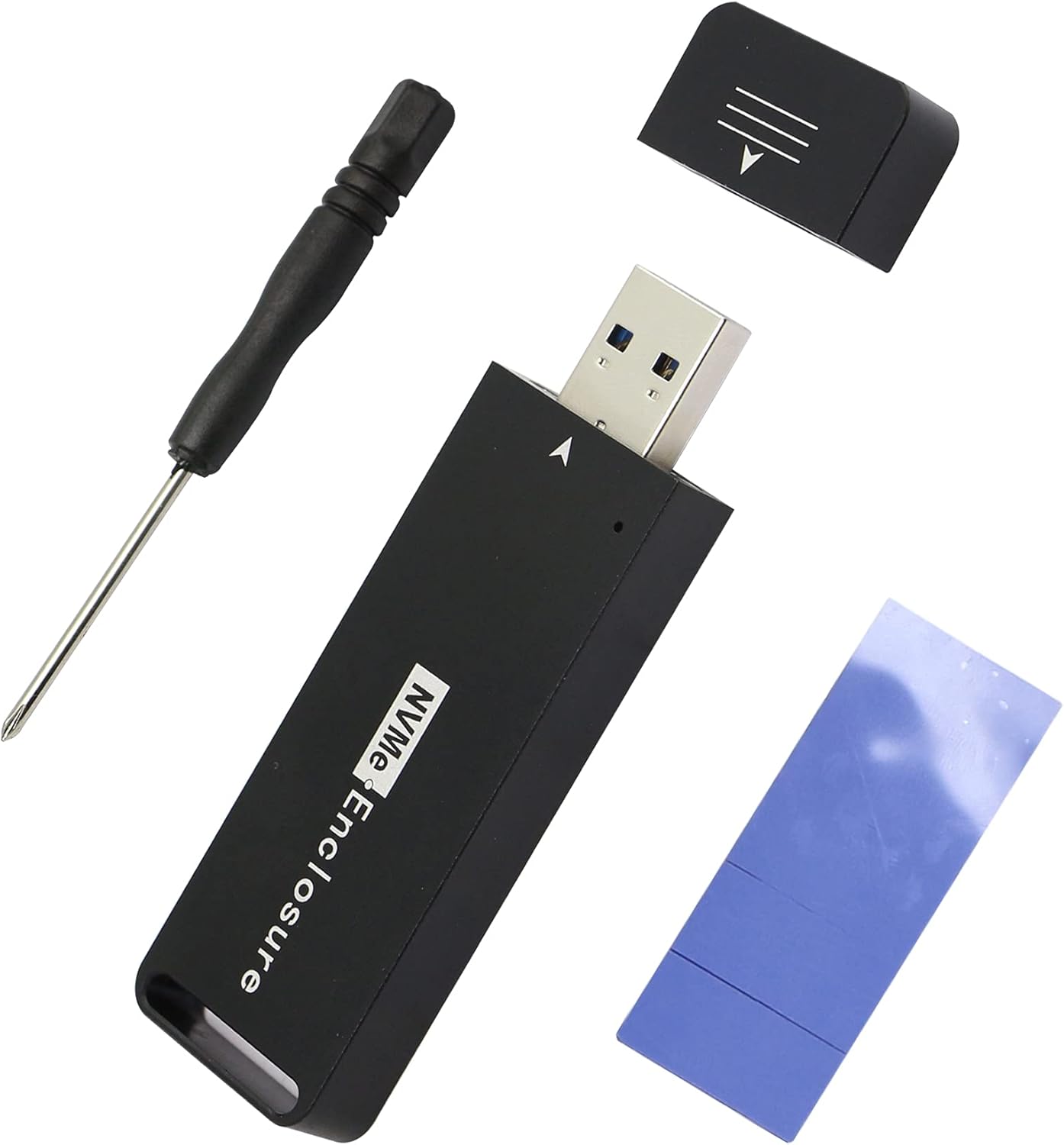 CERRXIAN M.2 M Key NVMe SSD Enclosure Adapter, Aluminum Type A USB 3.0 PCIe Hard Drive External Enclosure for 2230/2242(Black)(BS-M) Pack of 2