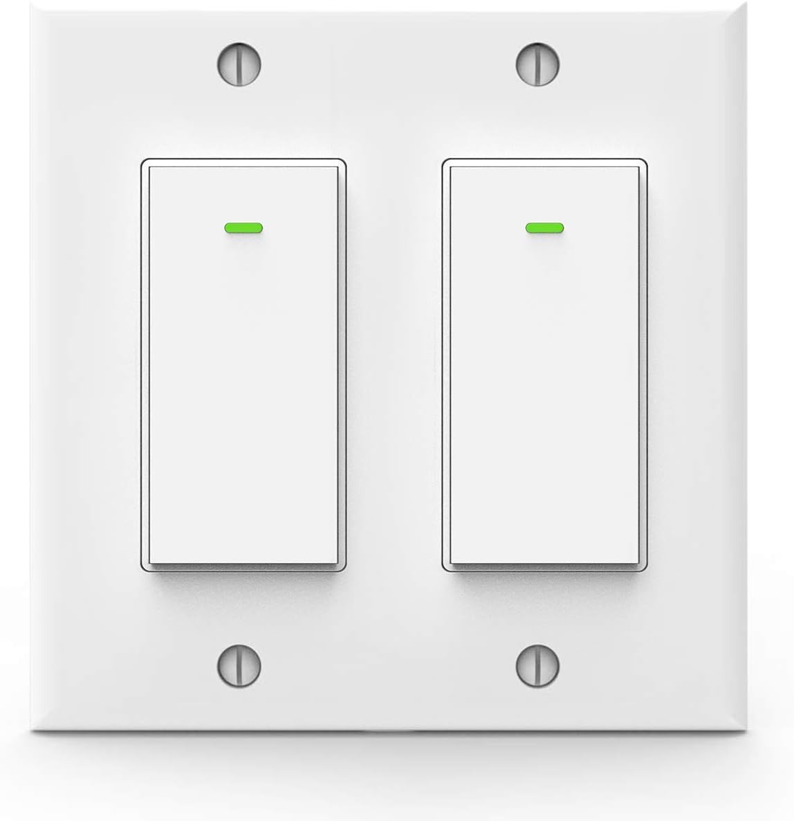Alexa Light Switch, Double Smart WiFi Light Switches, Smart Switch 2 Gang Works with Google Assistant and IFTTT (Two Separate switches with one Wall Plate) Pack of 2