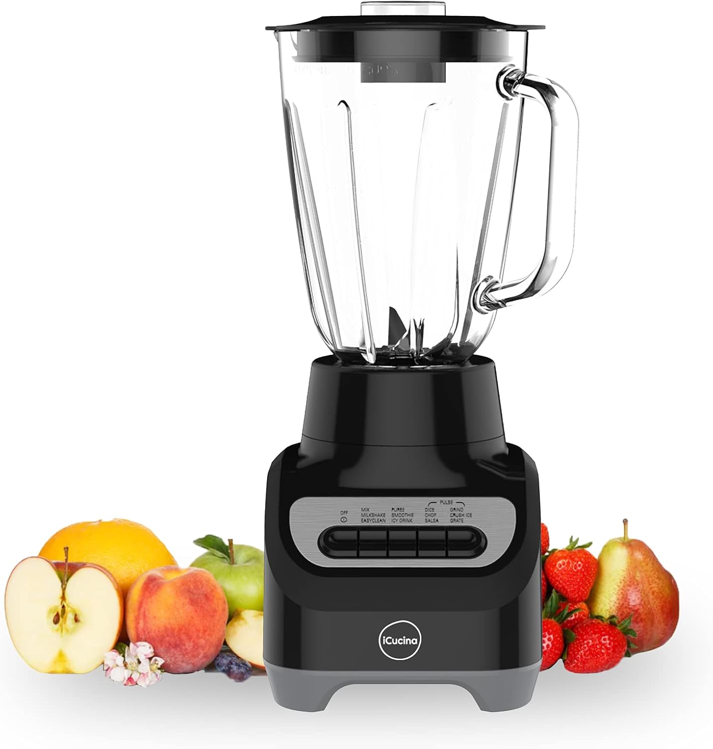 iCucina Countertop Blender with 1500ml Glass Jar|700W Total Crushing Technology for Smoothies,Puree,Shakes and Frozen Fruit|La Licuadora Pack of 2