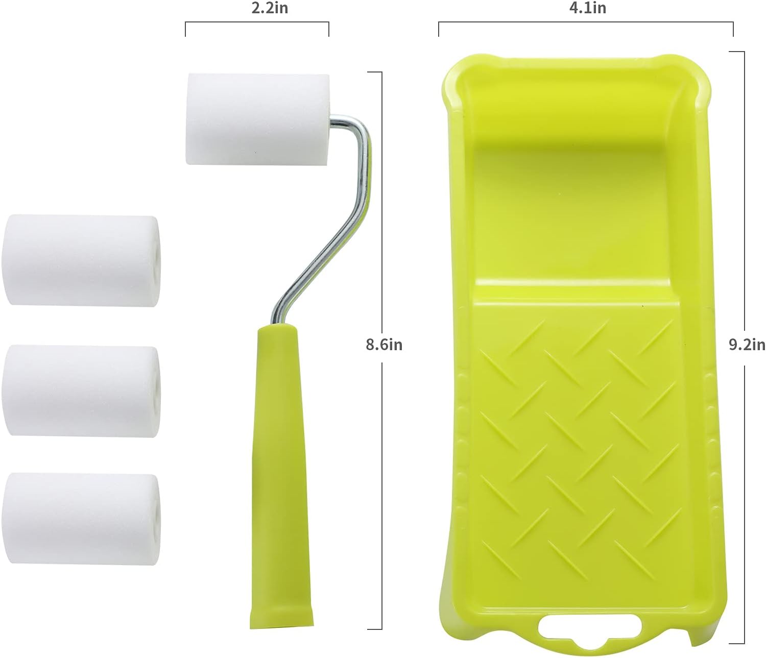 Paint Roller 2 Inch,High-Density Foam Roller with Frame,Tray,Mini Paint Roller Refills, Small Sponge Roller Painting Supplies for Smaller DIY Stenciling Projects(Pack of 6)