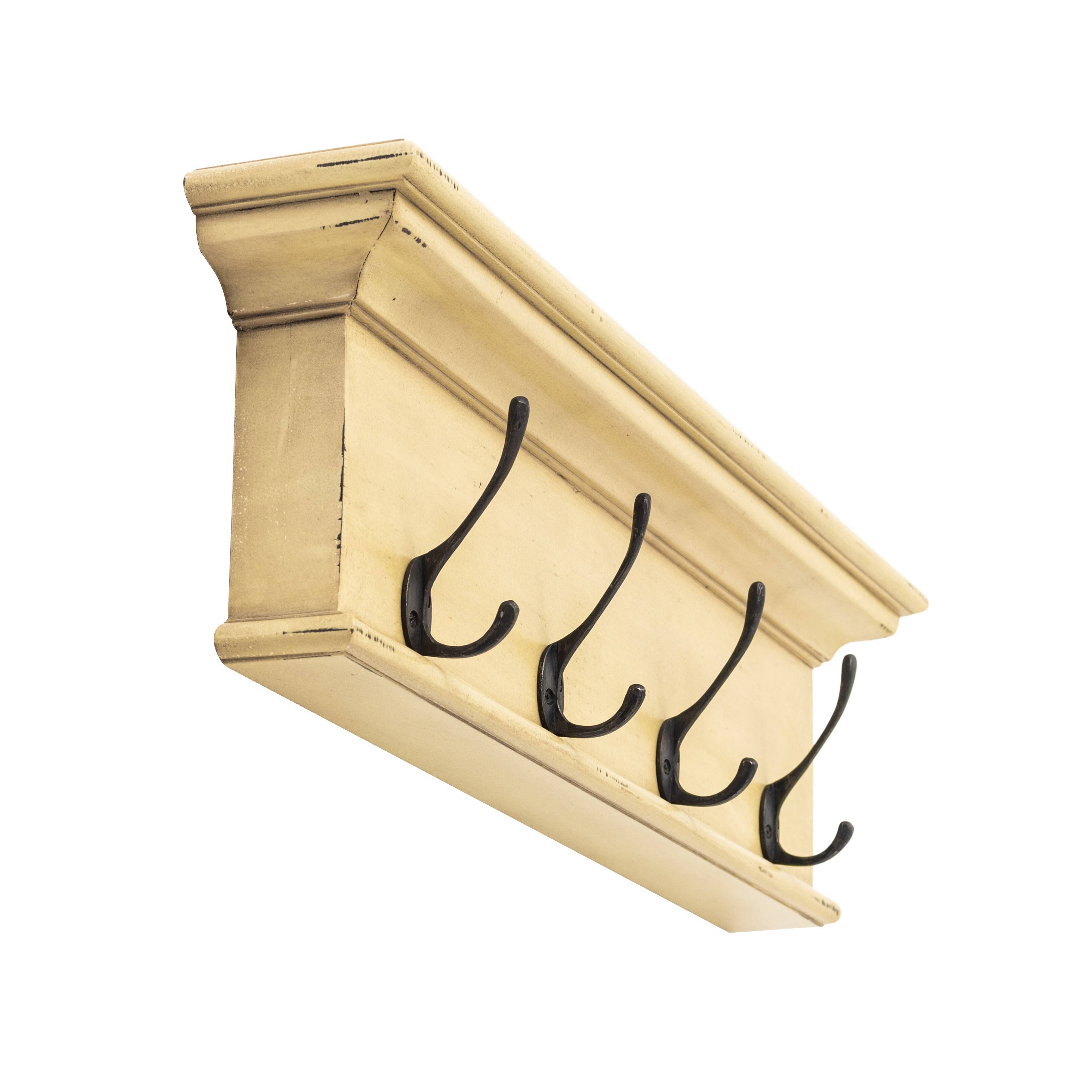 NovaSolo Halifax 4 Hook Coat Rack - Yellow Brown Antique