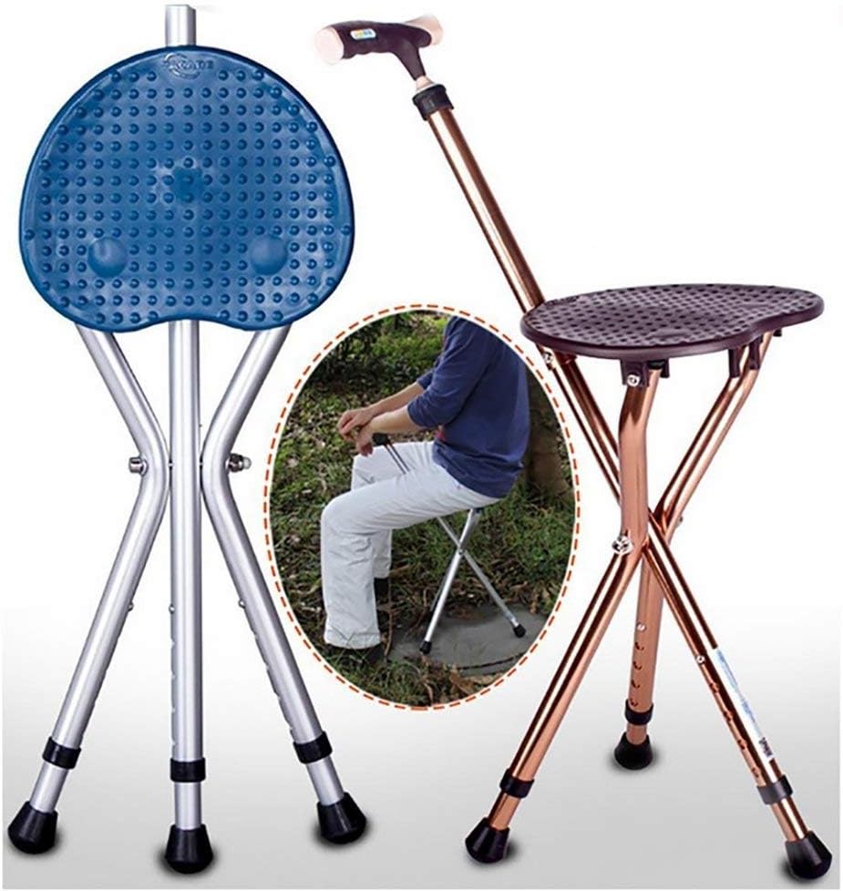 RUIRUI Folding Lightweight Adjustable Height Cane Seat, Brown Pack of 2