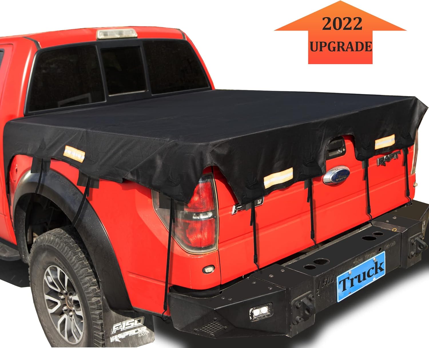Coverify 2022 Upgraded Truck Bed Cover for Ford F150/F250 Silverado/Sierra Ram Tundra Long Bed (8&prime; Box), Truck Bed Tarp Cover with Bungee Belts, Black 600D Waterproof Oxford Cargo Tarp Cover