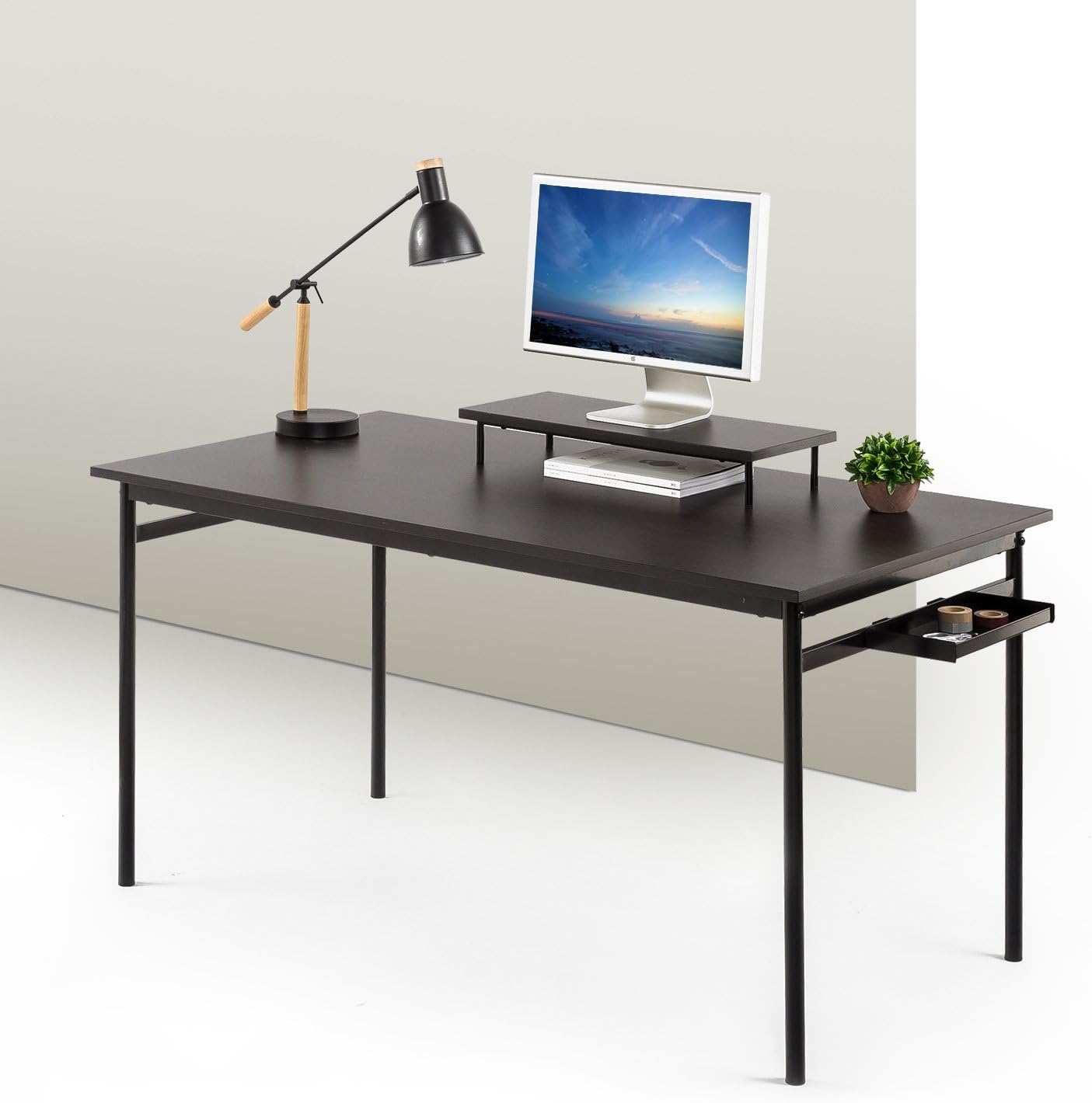 Zinus Tresa Computer Desk / Workstation in Espresso, Large, Black