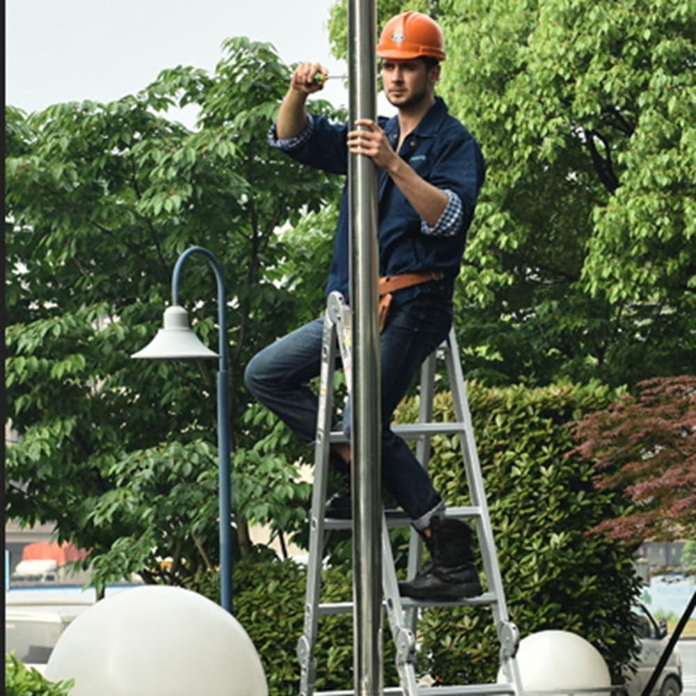 Livebest 11.5 Feet Folding Multi-Ladder 12 Step Aluminum Extendable Ladder Scaffold Ladders, 330lbs Capacity