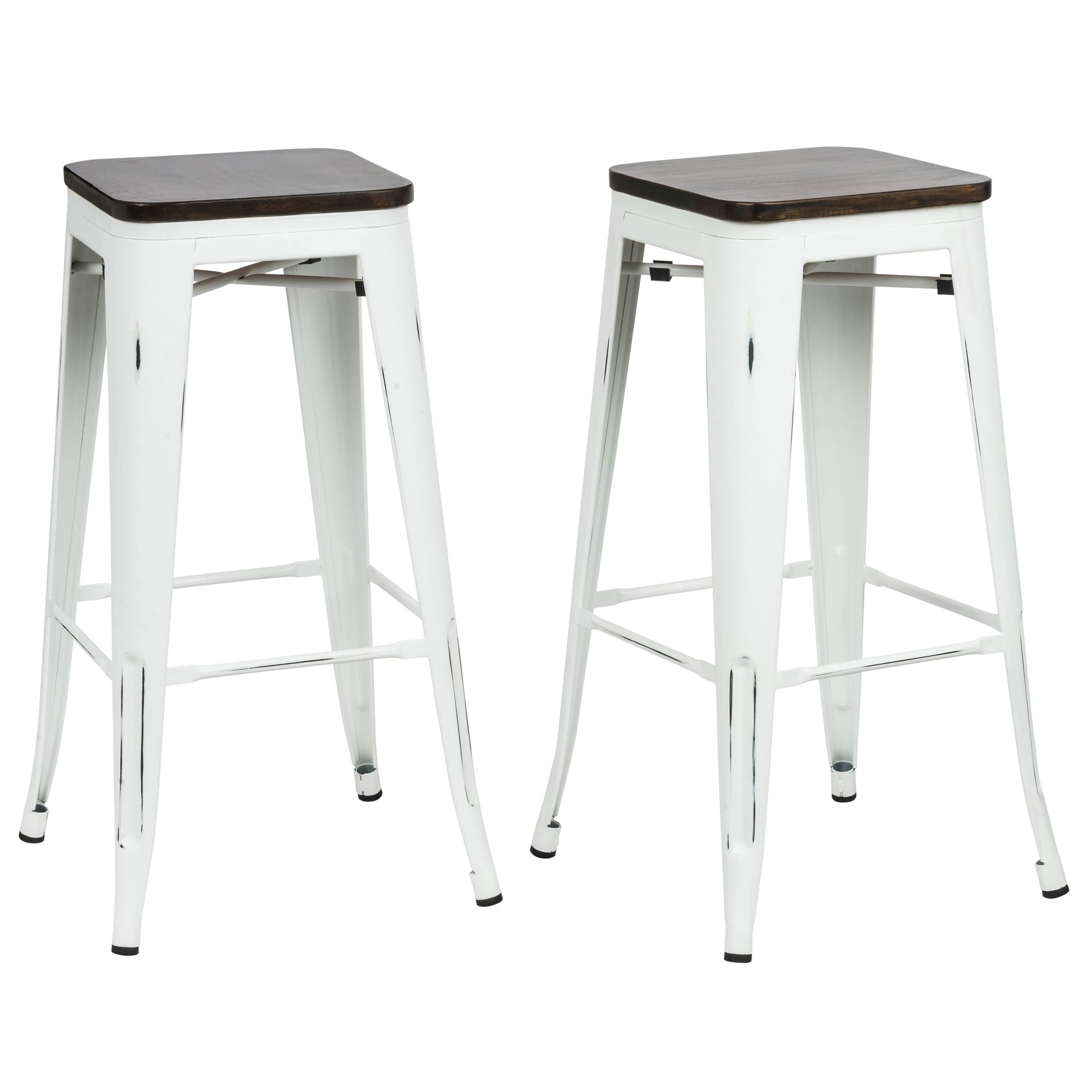 Carolina Cottage Cormac 30 inch Square Counter Stool Set of 2 Matt White Elm