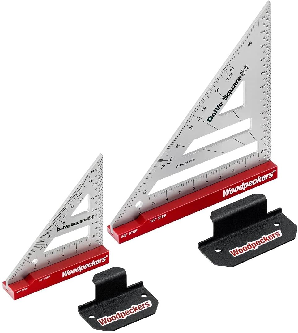 Woodpeckers Stainless Steel Delve Squares, 6 Inch Square With Rack It Mounting Kit, Precision Woodoworking Tools for Furniture Making