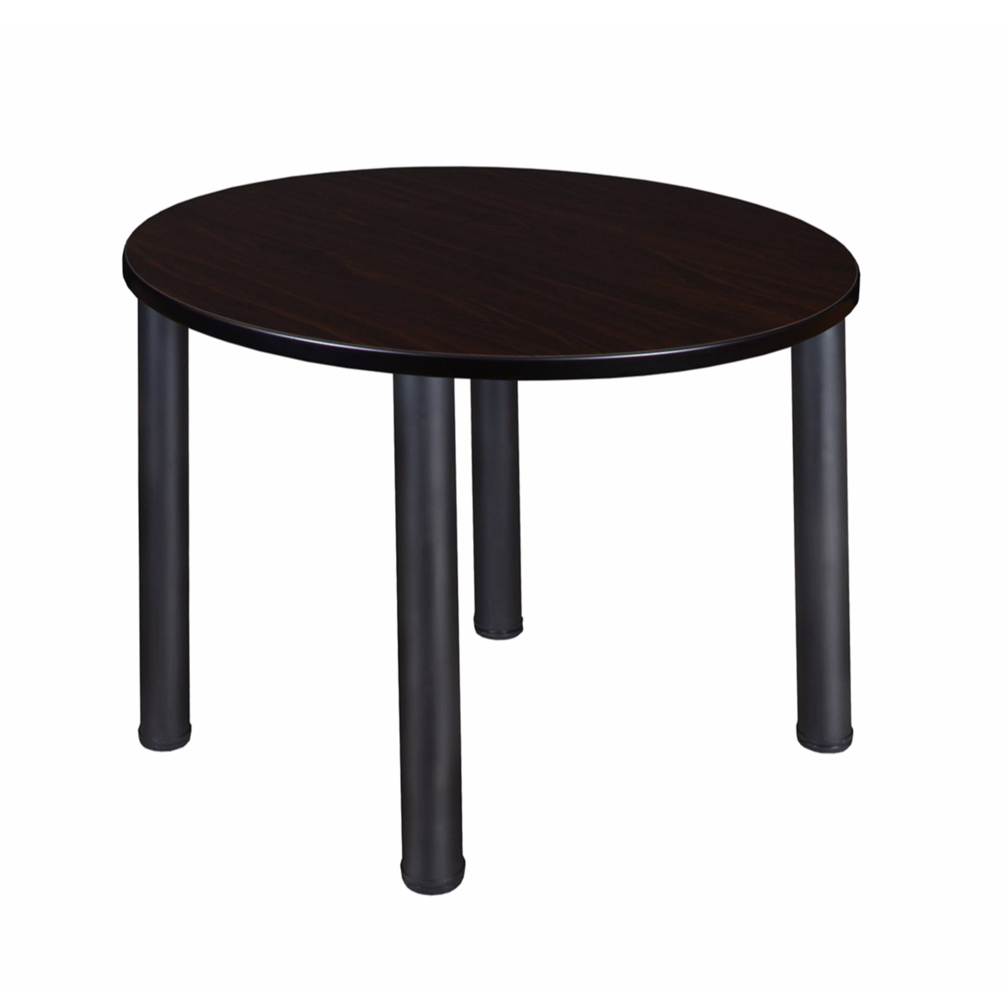 Regency Kee 36x22 Round Breakroom Table- Mocha Walnut/ Black