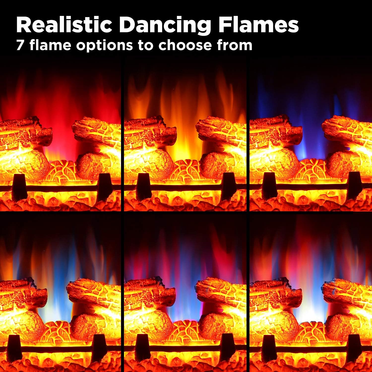 TURBRO in-Flames 23 Inch in-Wall Recessed Electric Fireplace - 7 Flame Effects, Infrared Quartz, Adjustable Thermostat and Timer - INF23