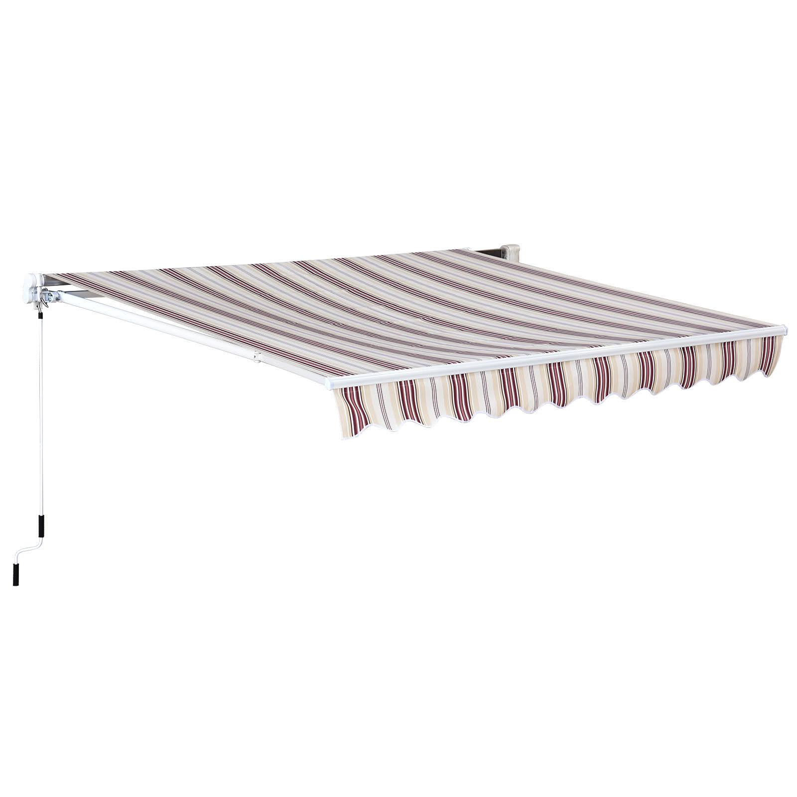 Outsunny 13& x 8& Manual Retractable Sun Shade Patio Awning - Red