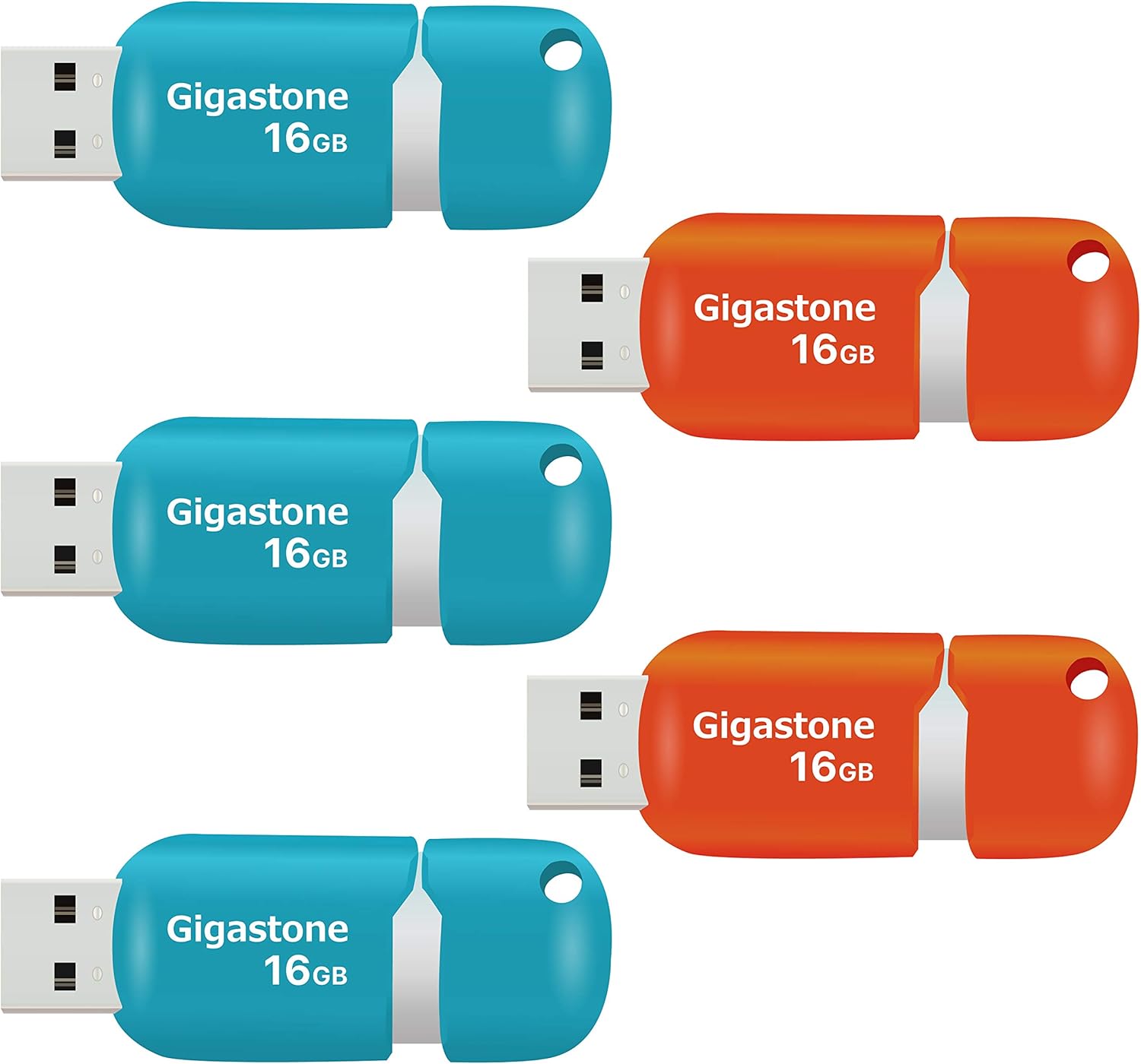 [Gigastone] V10 128GB 5-Pack USB 2.0 Flash Drive Thumb Drive Memory Stick Pen Drive Retractable Design (Multi Color) Pack of 2