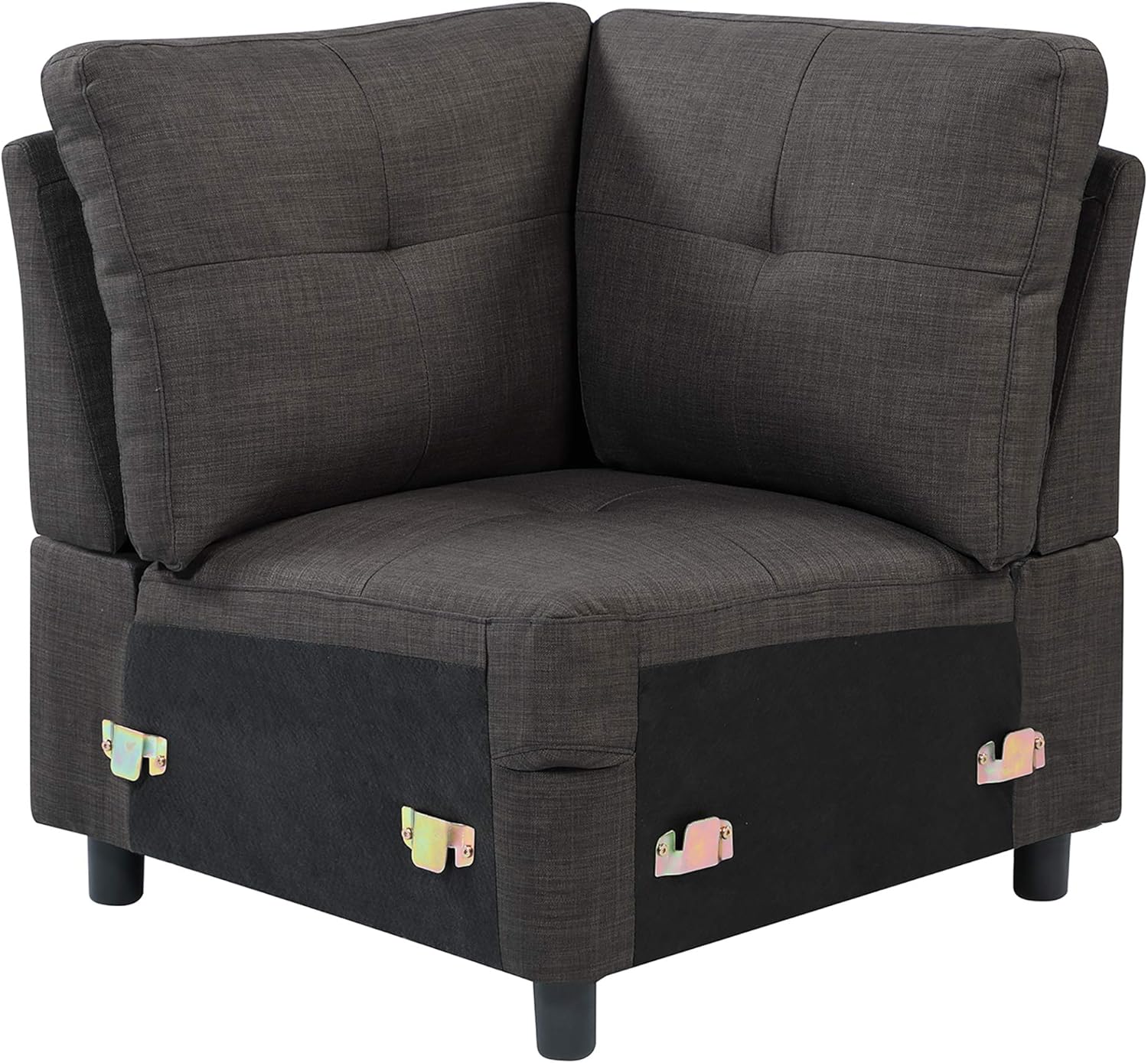 DAZONE Charcoal Linen Fabric Modular Left Arm Facing Chair