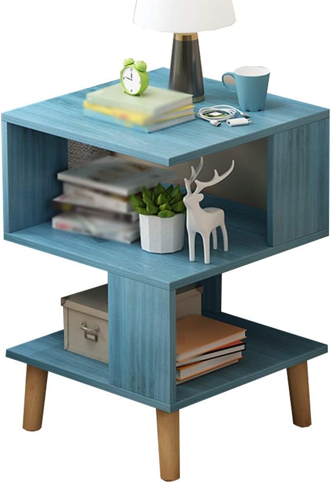 FHW Hollow Shape Bedside Table Solid Wood Legs Spacious Countertops Simple Modern Bedroom Simple Storage Cabinets 40X40X57CM (Color : A)
