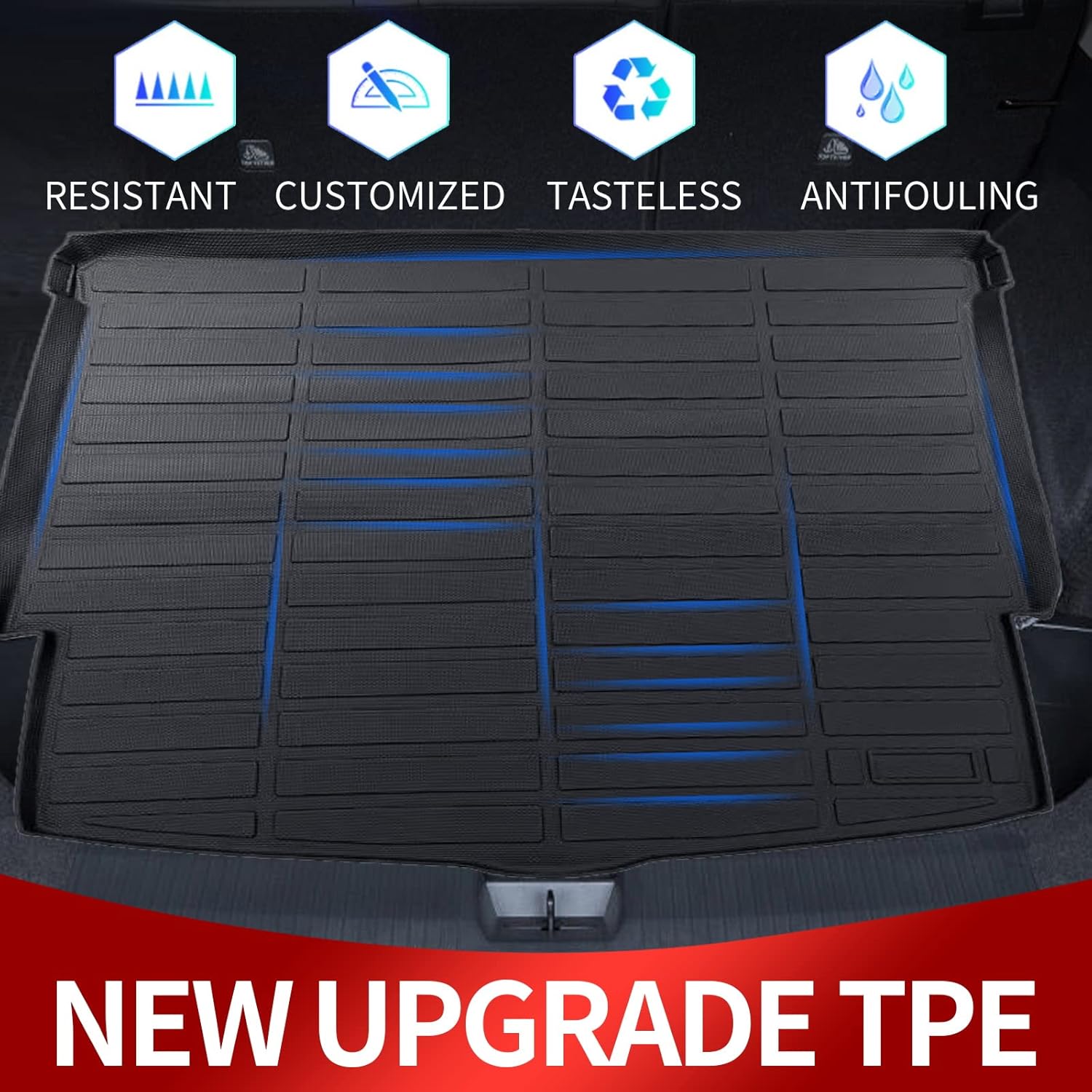 Elsetyler Custom Fit for Cargo Liner 2021 2022 Nissan Rogue (Not for Nissan Rogue Sport) - Black TPO All Weather Heavy Duty Waterproof Rear Cargo Tray Trunk Floor Mat Protector