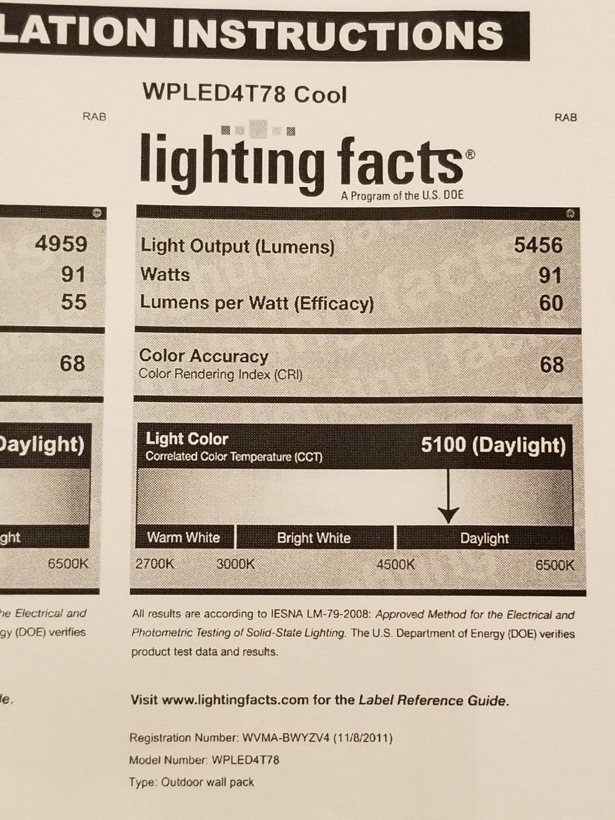 RAB Lighting WPLED4T78 Lpack Wallpack 78-Watt Type IV Cool LED, Bronze