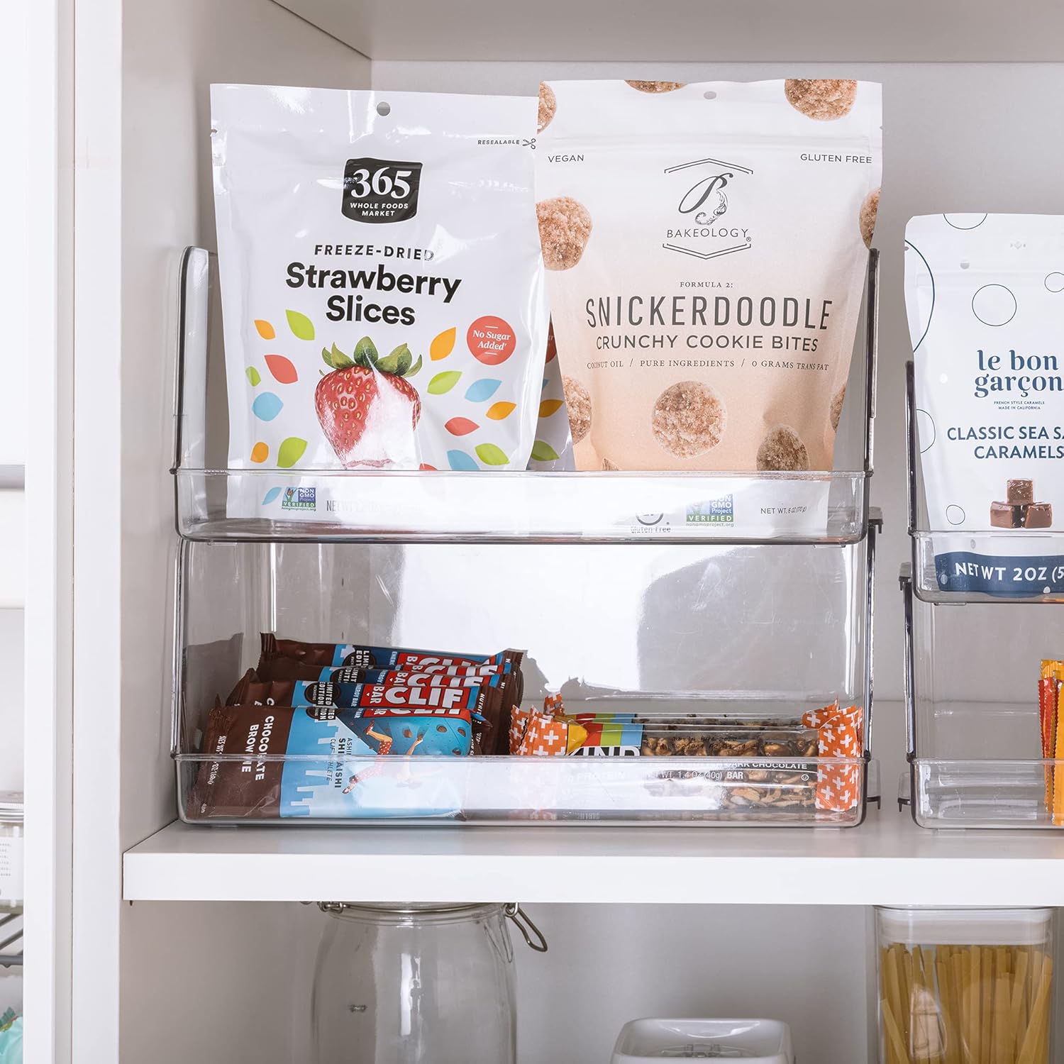 Smart Design Stackable Household Bin - Set of 4-7 x 12.5 Inch - Open Front - BPA Free Plastic Resin - Food, Fridge, Freezer, Cabinet, Food, Pantry, Storage - Kitchen Organizer - Clear Pack of 2