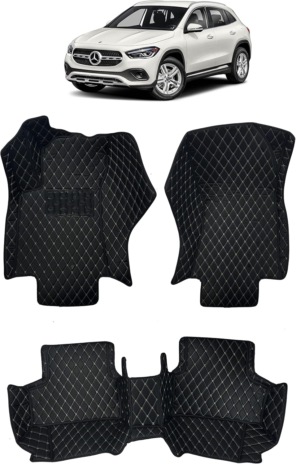 Custom Fit [Made in USA] All Weather Heavy Duty Full Coverage Floor Mat Floor Protection [Front and Rear] for 2020 2021 2022 Mercedes Benz GLA 250 GLA 35 GLA45 SUV - Black Single Layer