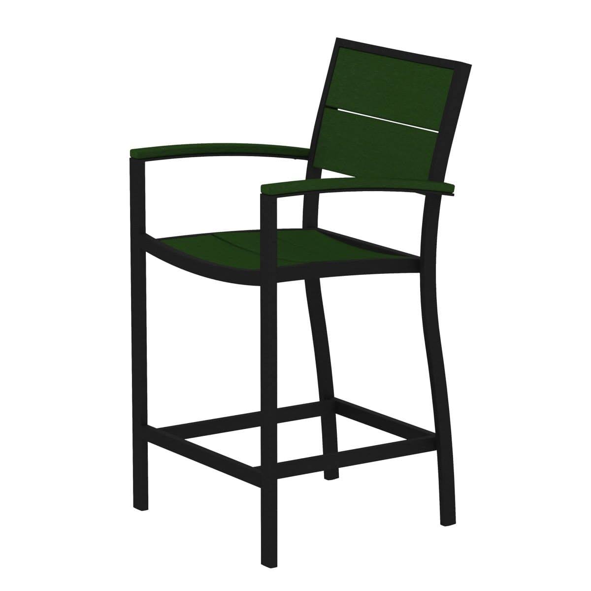 Trex Outdoor Furniture Surf City Counter Arm Chair - Textured Black - Rainforest Canopy