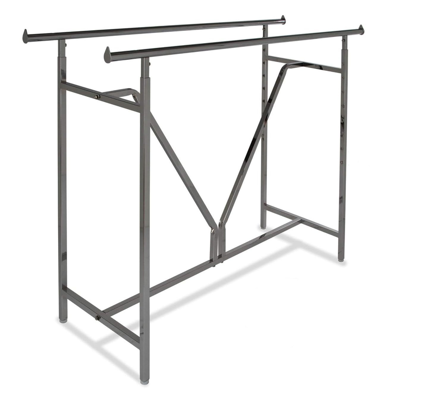 Only Hangers Adjustable Height - Heavy Duty - Double Bar Rectangular Rack with V-Brace - Maximum Extended Height to 81