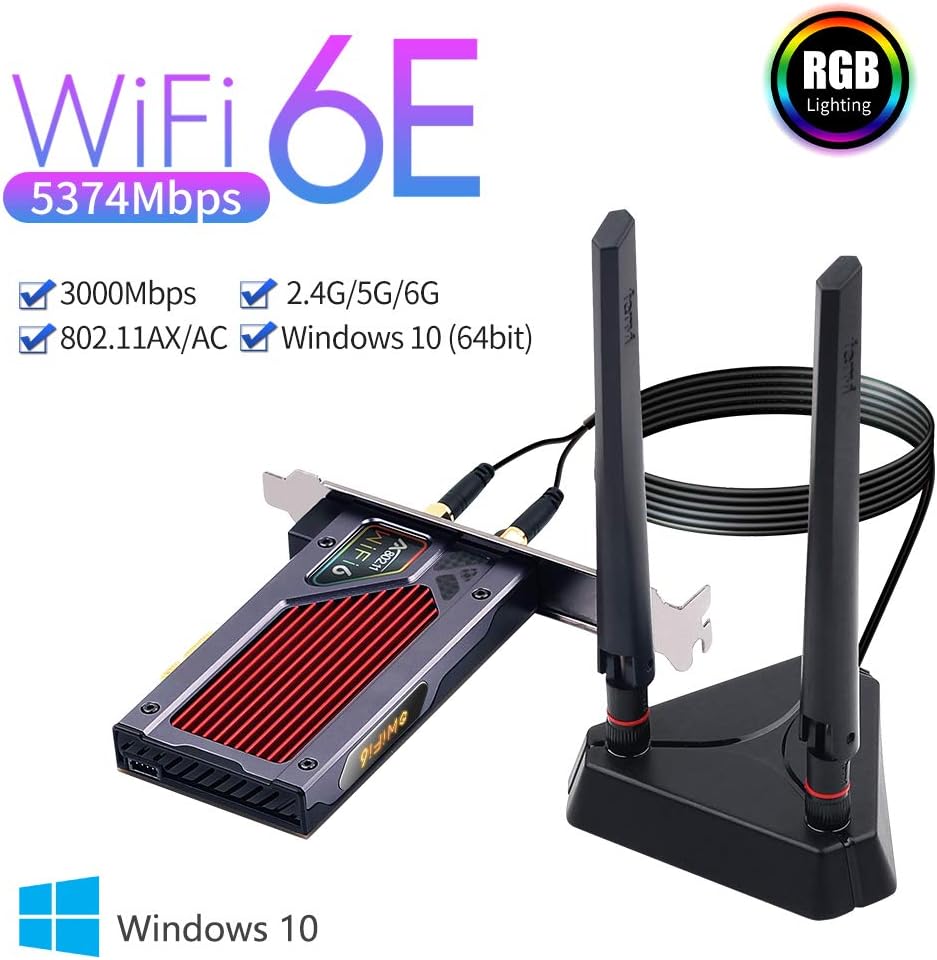 fenvi AX210 AX210NGW WiFi 6E PCI-E Wifi Card BT5.2 802.11ax Desktop Adapter MU-MIMO 2.4GHz 5GHz 6GHz Extended to 5400Mbps OFDMA Miracast vPro for gaming(Only wifi 6E router antennas support 6Ghz Band) Pack of 2
