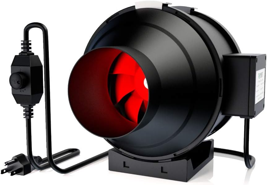 TOPHORT 4 Inch Inline Duct Fan 190 CFM Blower Fan with Variable Speed Controller HVAC Blower for Ventilation