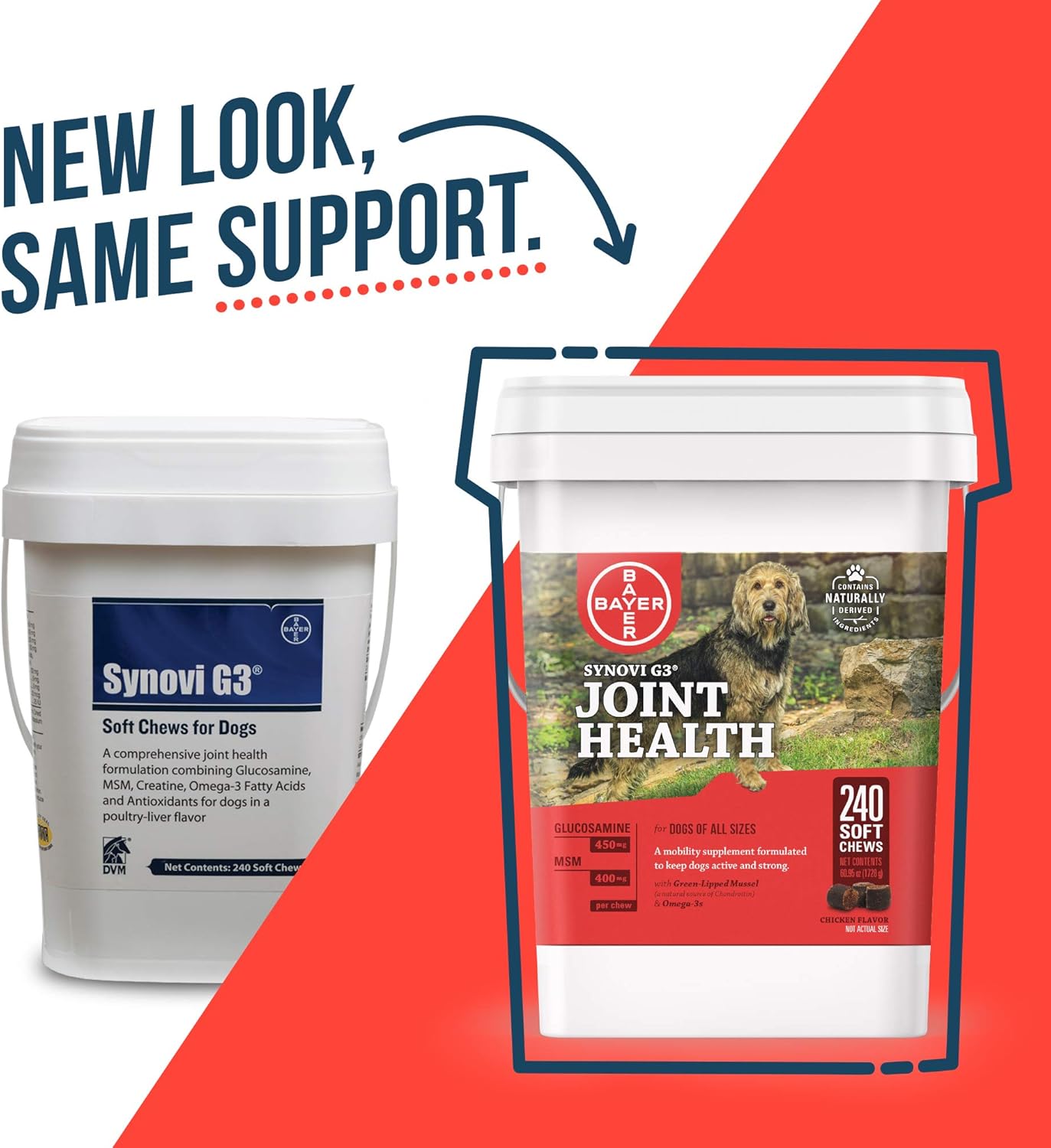 Synovi G3 Soft Chews Glucosamine Joint Supplement for Dogs, 240 count Pack of 2