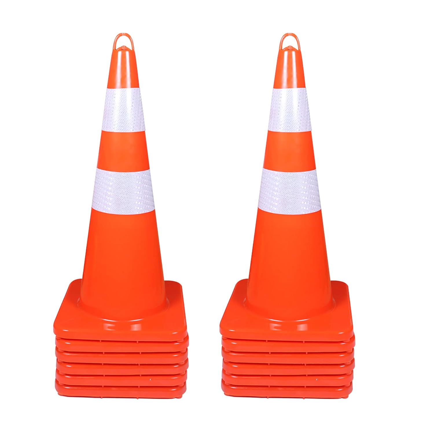 elfinrm Traffic Cones Safety Cones, 12 Pack Plastic Road Cones 28 Inch PVC Orange Safety Road Parking Cones Parking Barrier with Reflective Collars for Building Road Driveway Parking