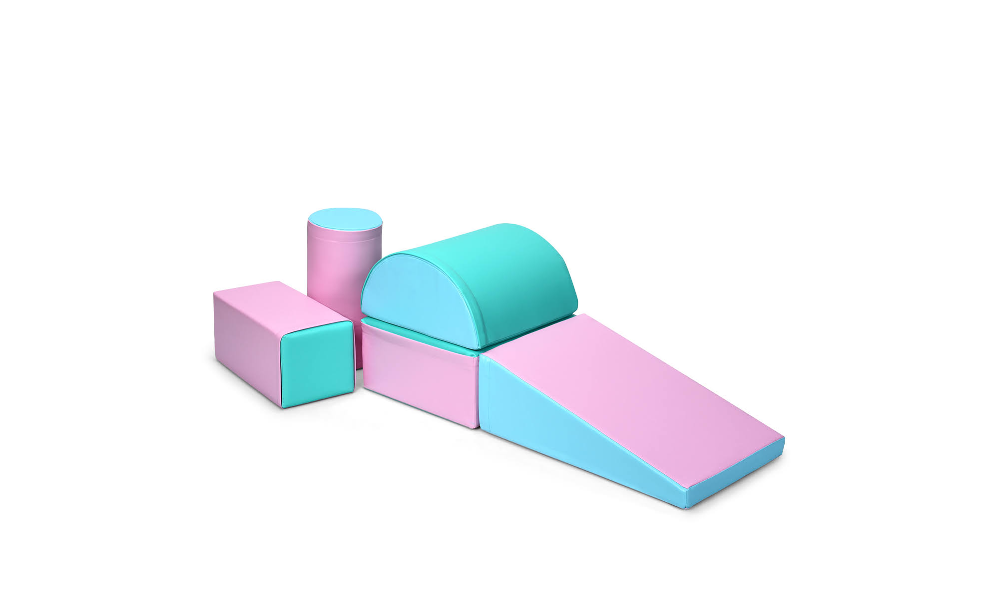 Costway 5-Piece Set Climb and Crawl Activity Play Set Safe Foam Blocks Soft Climber Red Pink