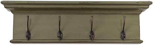 NovaSolo Halifax Mahogany Wood 4 Hook Coat Rack in Green Colour