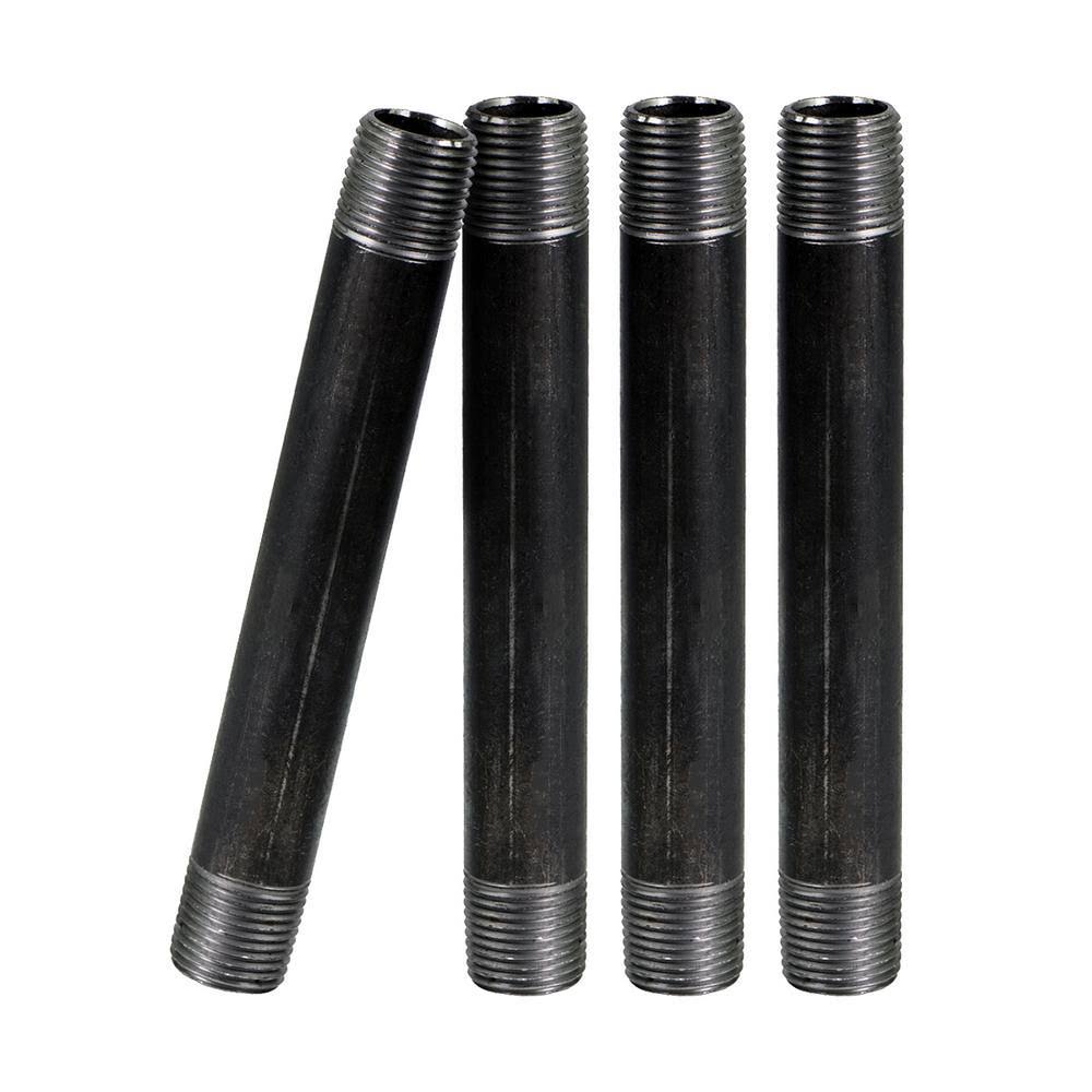Black Steel PIPE, 1-1/4 in. x 12 in. Nipple Fitting (4-Pack)