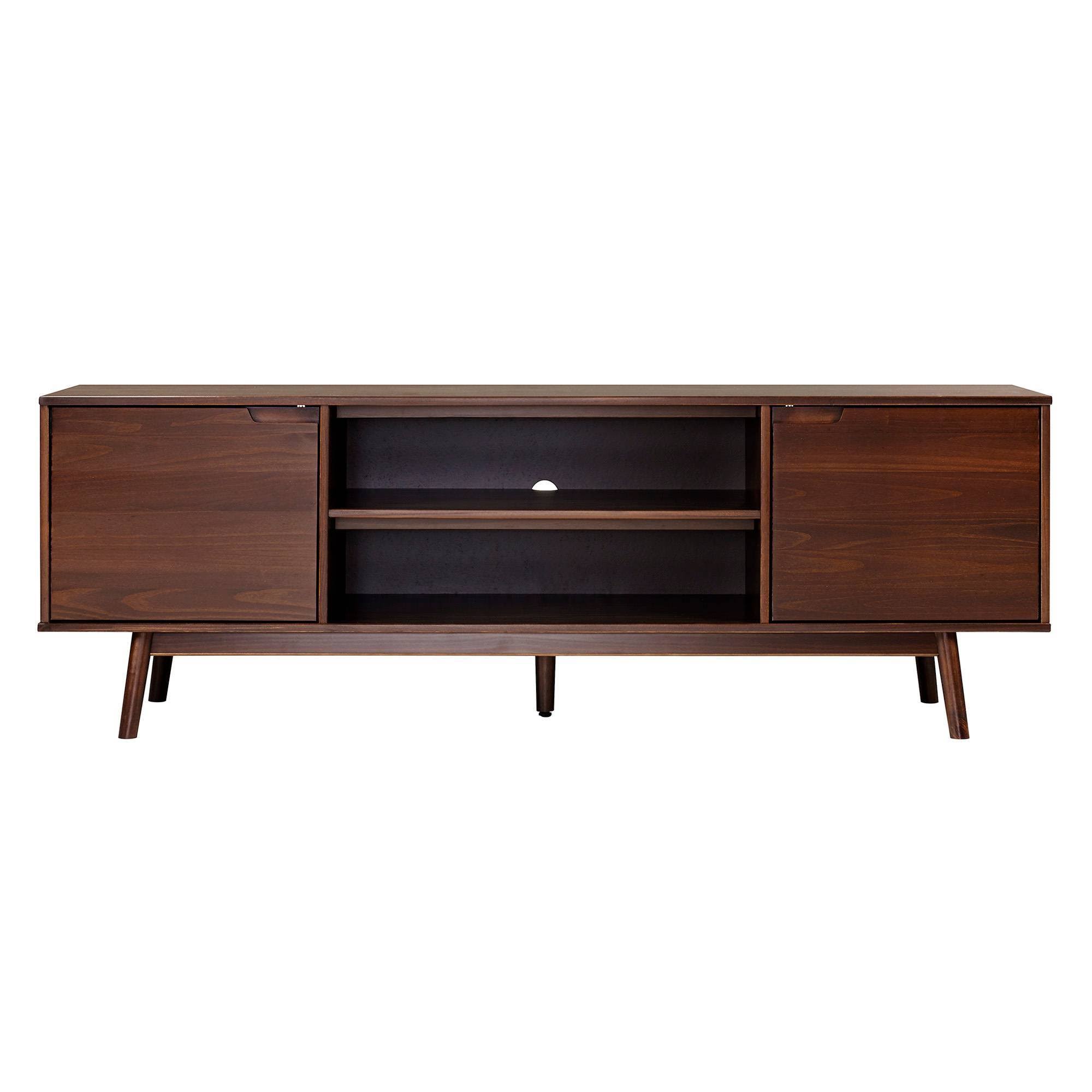 Diane Solid Wood Mid-Century Modern TV Stand for TVs Up to 80x22 Walnut - Saracina Home