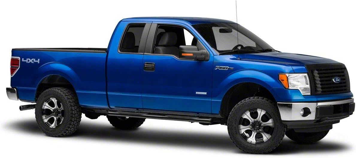 Barricade 4-Inch Oval Straight End Side Step Bars; Gloss Black Compatible with 09-14 F-150 SuperCrew