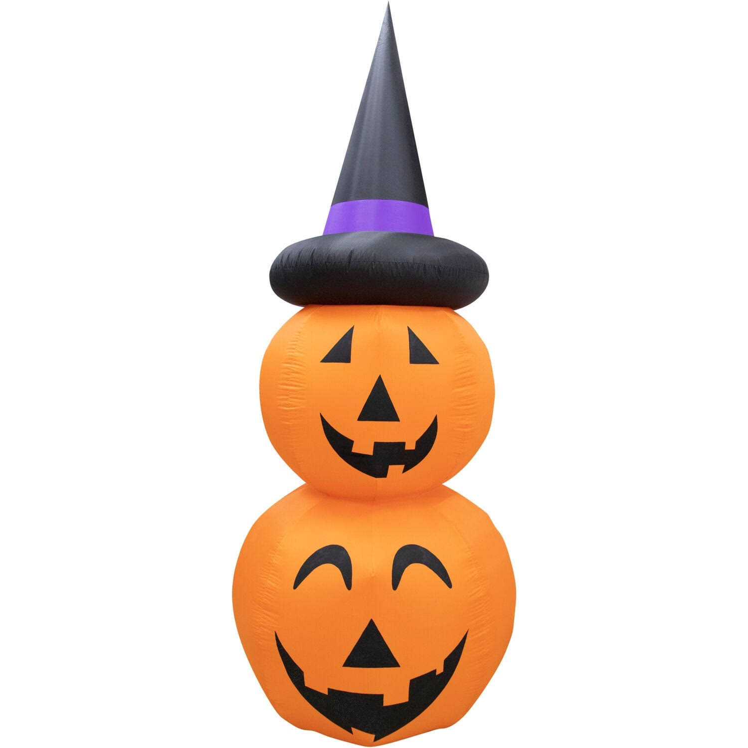 Haunted Hill Farm 10-ft. Inflatable Stacked Pumpkin Duo with Black Hat u0026 Lights
