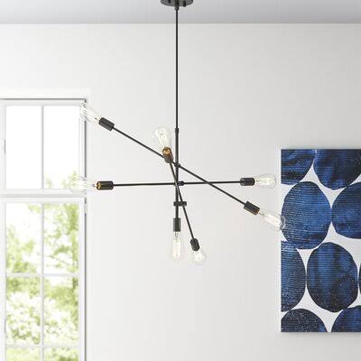 Doug 6 - Light Unique Modern Linear Chandelier Zipcode Design Finish: Black