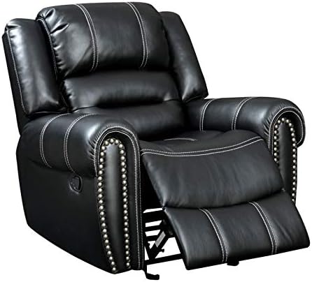 BOWERY HILL Faux Leather Recliner in Black