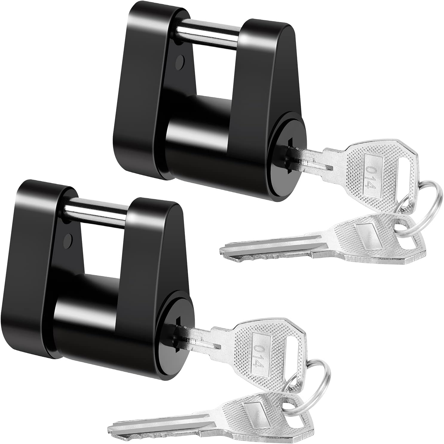 AutoEC Trailer Hitch Coupler Lock, Trailer Tongue Coupler Lock, 1/4-Inch Pin, 3/4 Inch Span, Zinc Alloy Coupler Lock with Keys for Tow Boat RV Truck Car's Coupler(2 Pack)