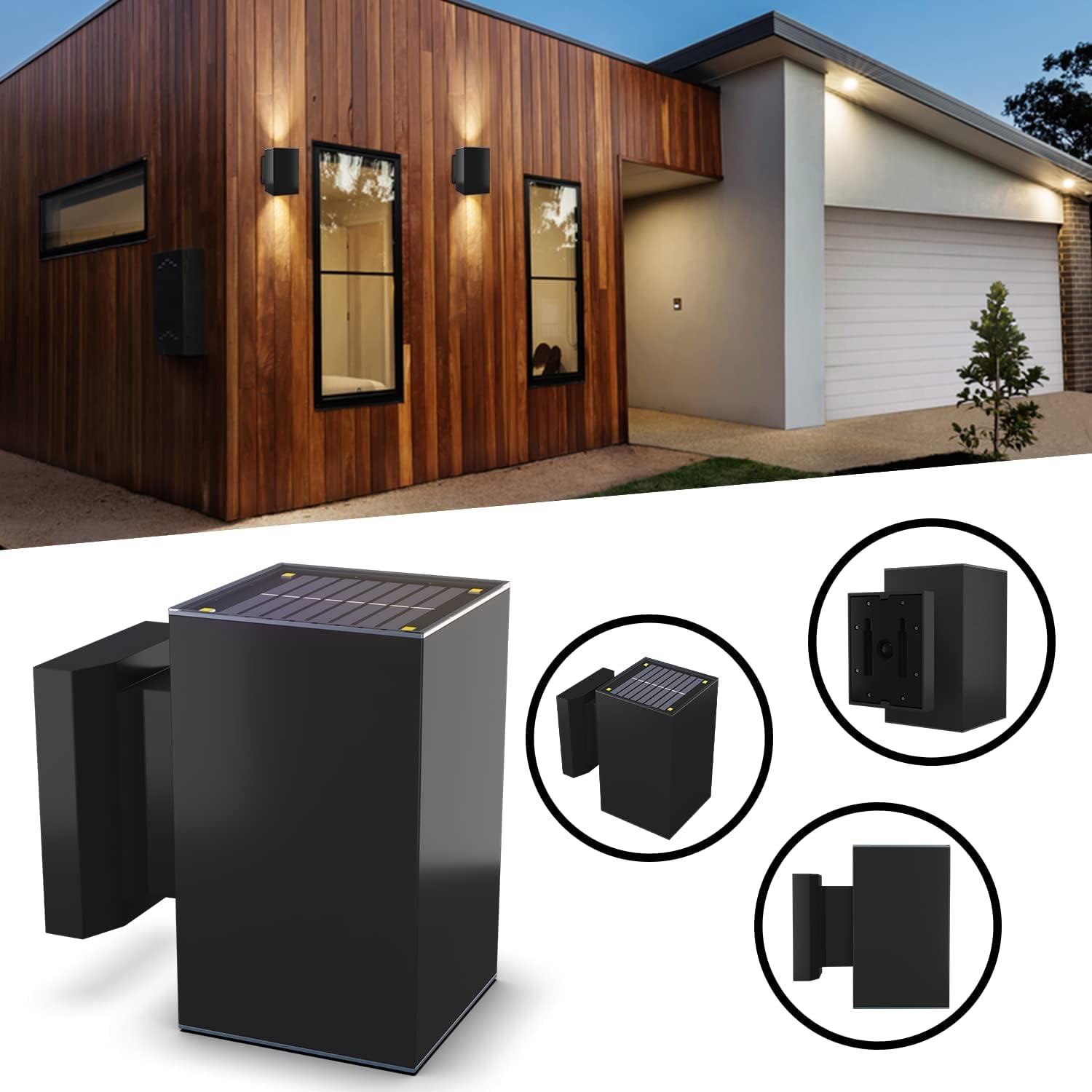 BRIGHTICONIC Outdoor Light Solar Powered Waterproof - Solar Light Sconce Light Up Down Wireless Wall Lighting Warm White Solar Lights Outdoor LED Dusk to Dawn Backyard Front Yard Lights for Patio Deck